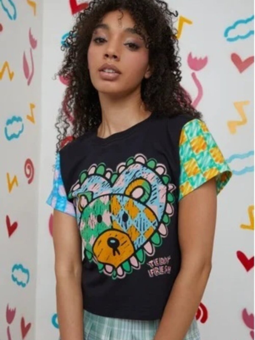 TEDDY FRESH + GENTLE THRILL Bear Heart Tee Top S Small
